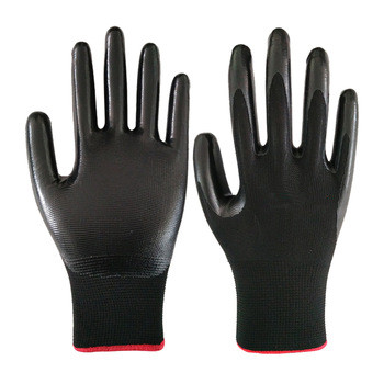 N-05 black color nitrile coated black polyester glove
