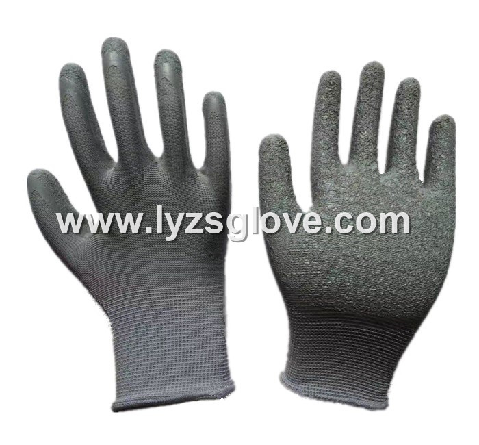 13gauge grey crinkle latex coated gloves