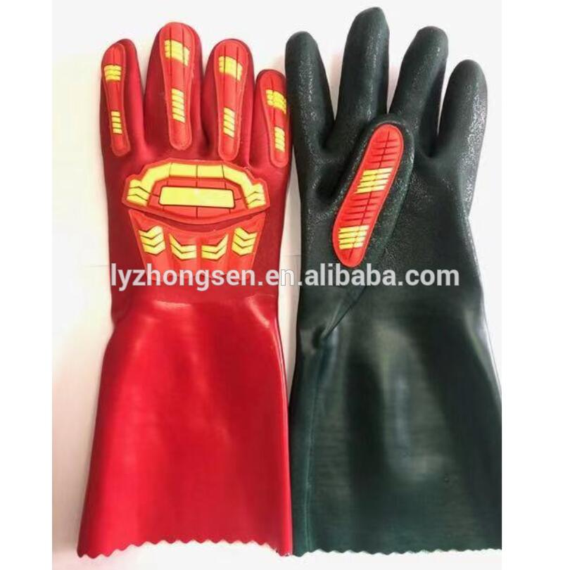 PVC-14China Factory rubber pvc industrial tpr knuckle protection 30 cm long sleeve gloves