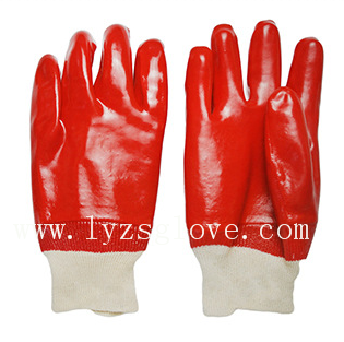 PVC-03Custom color full pvc coated glove with thread mouth