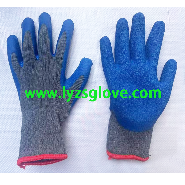 grey blue Crinkle latex coated gloves