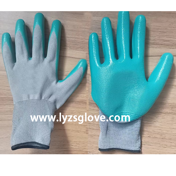 grey green  nitrile  coated glove