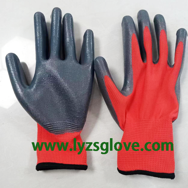 red grey  nitrile  coated glove