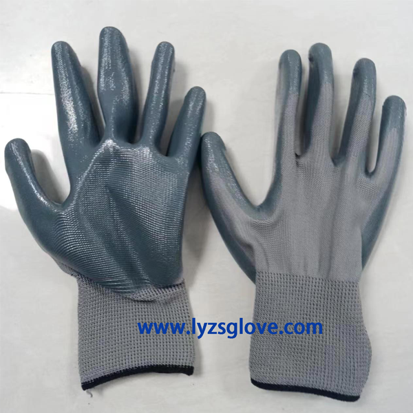 grey grey  nitrile  coated glove