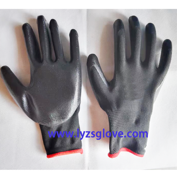 black black nitrile  coated glove