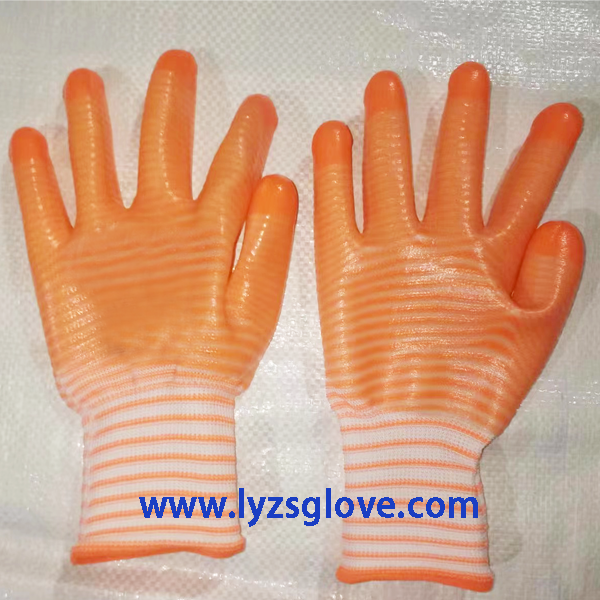 orange zebra pvc fully coated glove