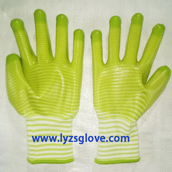 green zebra pvc fully coated glove