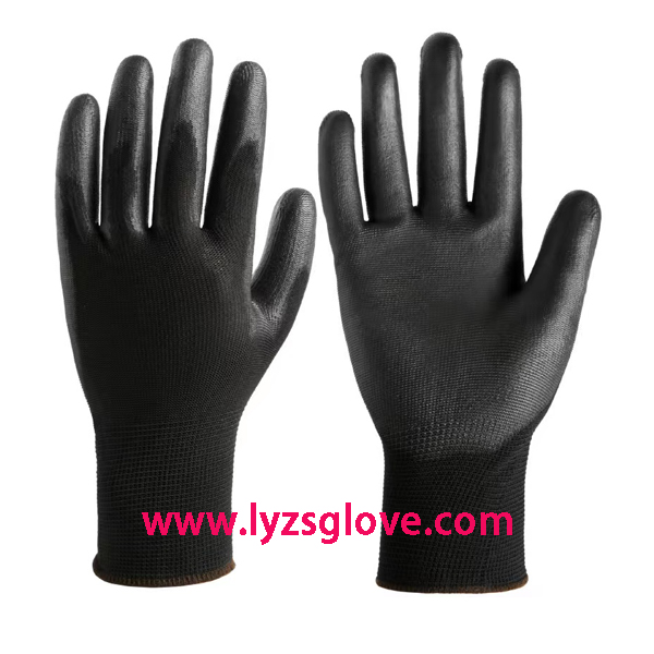 black pu palm coated glove