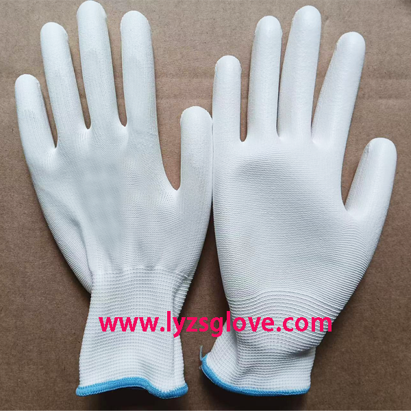 white pu palm coated glove