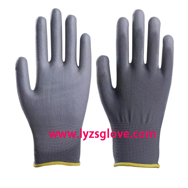grey pu palm coated glove